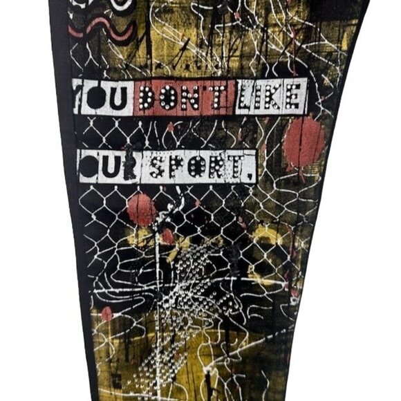 XWay Sernes Mens Graphic Denim Jeans Black & Yellow Size 32 MOD: 6104 Y2K VTG - Picture 6 of 12